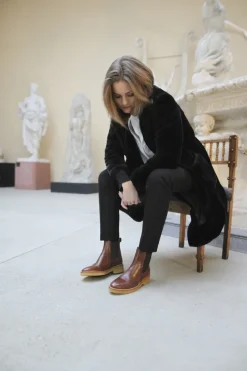 Angulus Women | Brogue Chelsea Boot | Brown