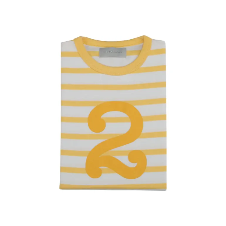 Bob & Blossom Number T-Shirts | Buttercup & White Striped