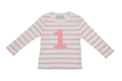 Bob & Blossom Number T-Shirts | Dusty Pink & White Striped