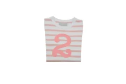 Bob & Blossom Number T-Shirts | Dusty Pink & White Striped