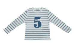 Bob & Blossom Number T-Shirts | Ocean & White Striped