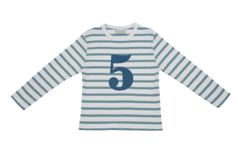 Bob & Blossom Number T-Shirts | Ocean & White Striped