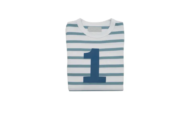 Bob & Blossom Number T-Shirts | Ocean & White Striped