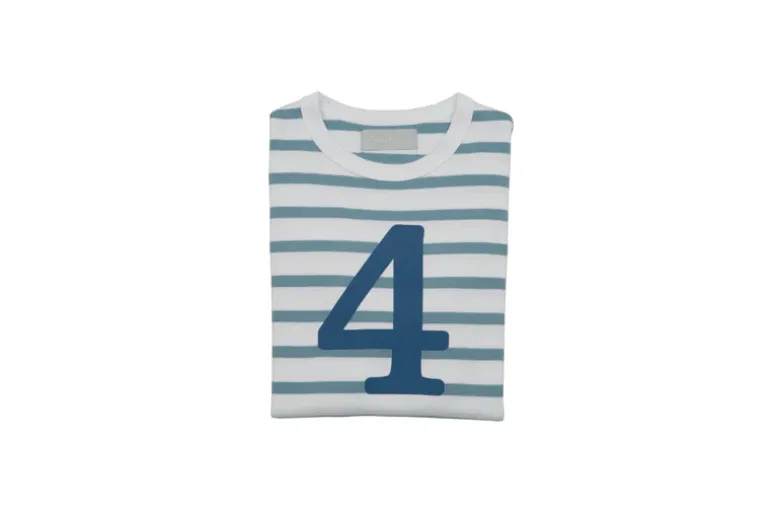 Bob & Blossom Number T-Shirts | Ocean & White Striped