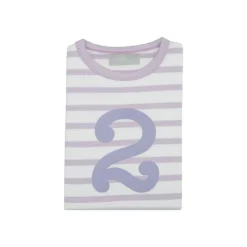Bob & Blossom Number T-Shirts | Parma Violet & White Striped