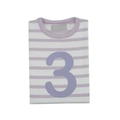 Bob & Blossom Number T-Shirts | Parma Violet & White Striped