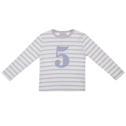 Bob & Blossom Number T-Shirts | Parma Violet & White Striped