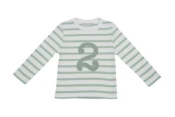 Bob & Blossom Number T-Shirts | Seafoam Green & White Striped