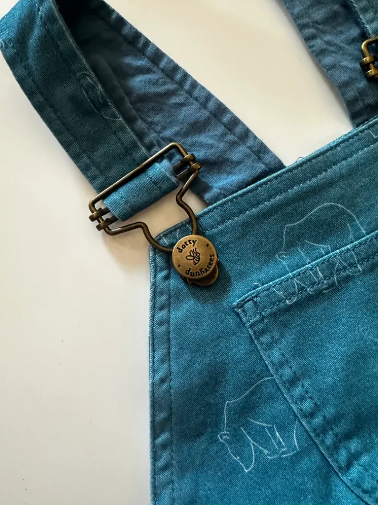 Dotty Dungarees | Nordic Bear Print Dungarees | Blue