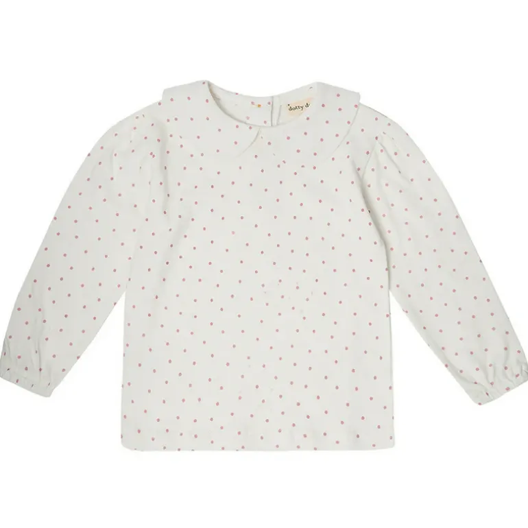 Dotty Dungarees | Peter Pan Collar top | Pink spot