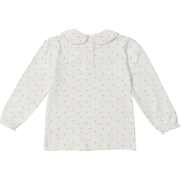 Dotty Dungarees | Peter Pan Collar top | Pink spot