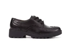 Geox School Shoes | Casey Brogue Lace Up | Black