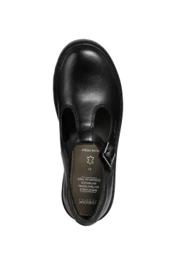 Geox School Shoes | Casey T-Bar | Black Leather