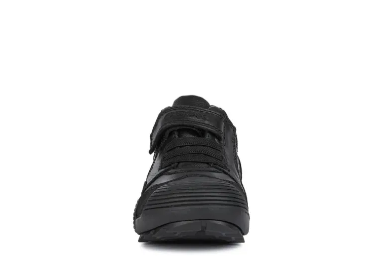 Geox School Shoes | Savage Elastic Velcro | Black Leather