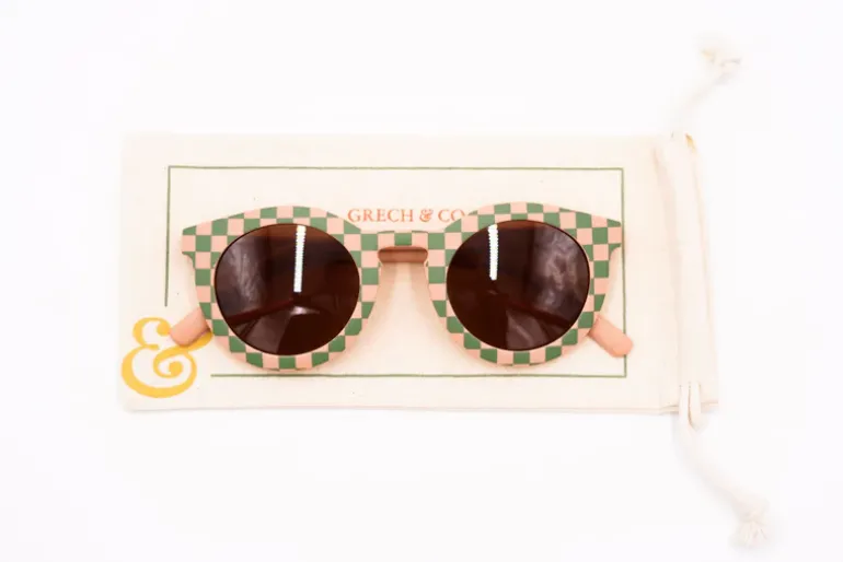 Grech & Co Sunglasses | Kids' Polarised | Pink & Green Check