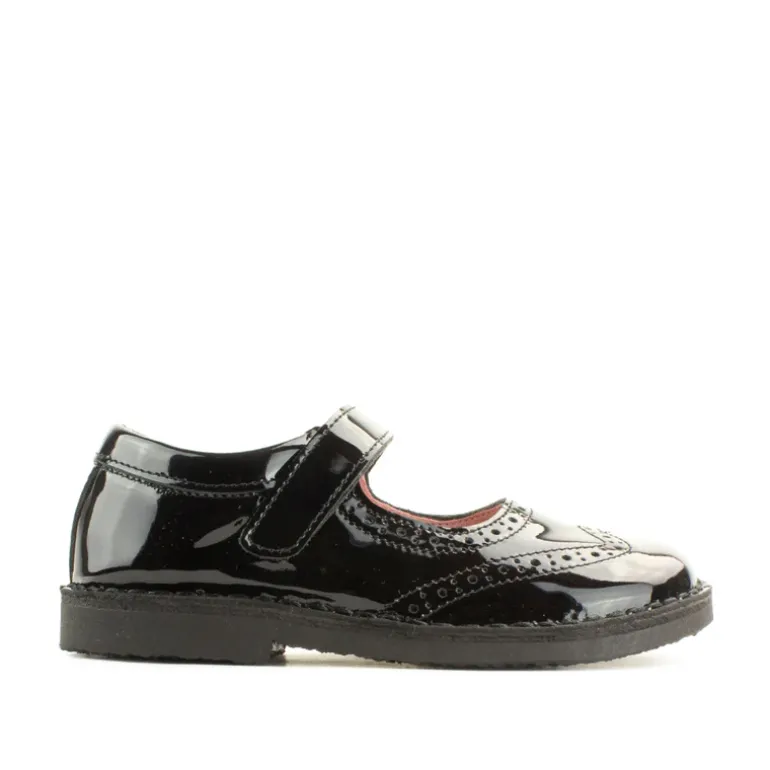 Petasil School Shoes | Claret | Black Patent