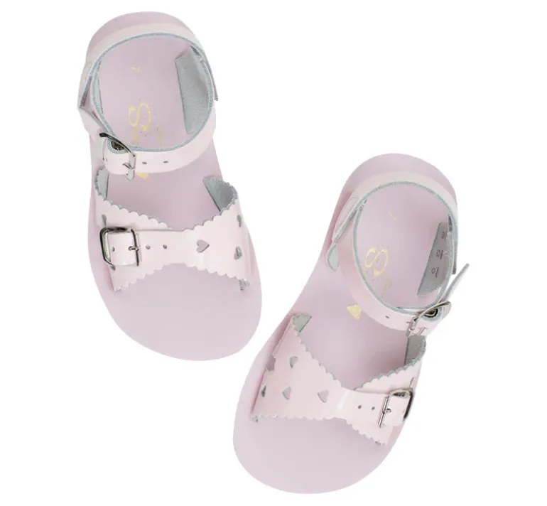 Salt-Water Sun-San | Kids Sweetheart Sandals | Shiny Pink